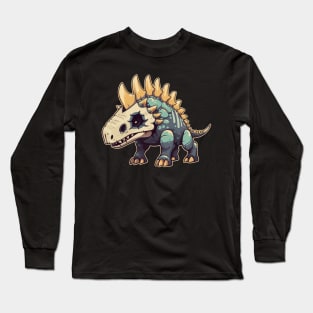 Halloween Chibi Stegosaurus Isometric Dinosaur Long Sleeve T-Shirt